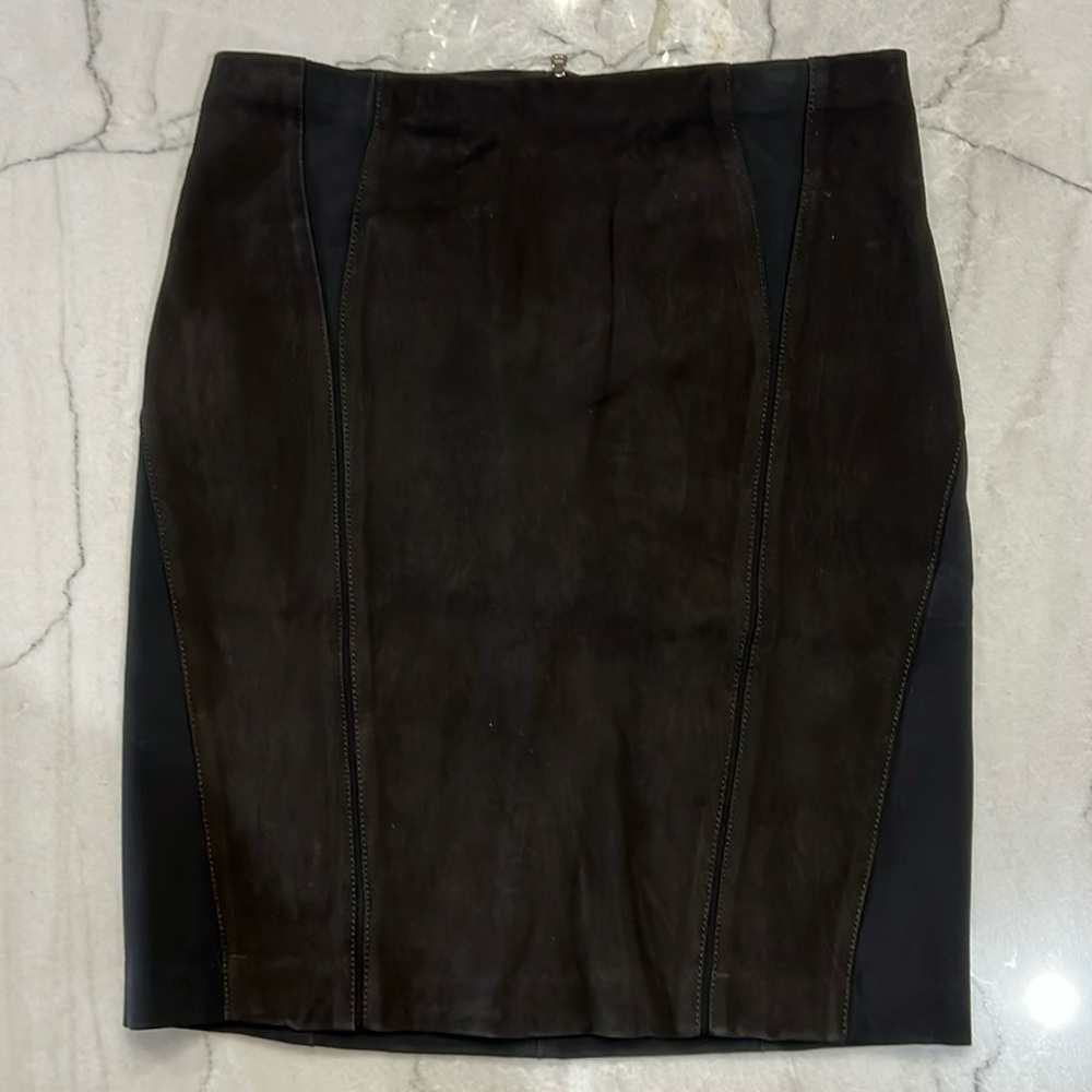 NWT Elie Tahari Leather Panel Skirt